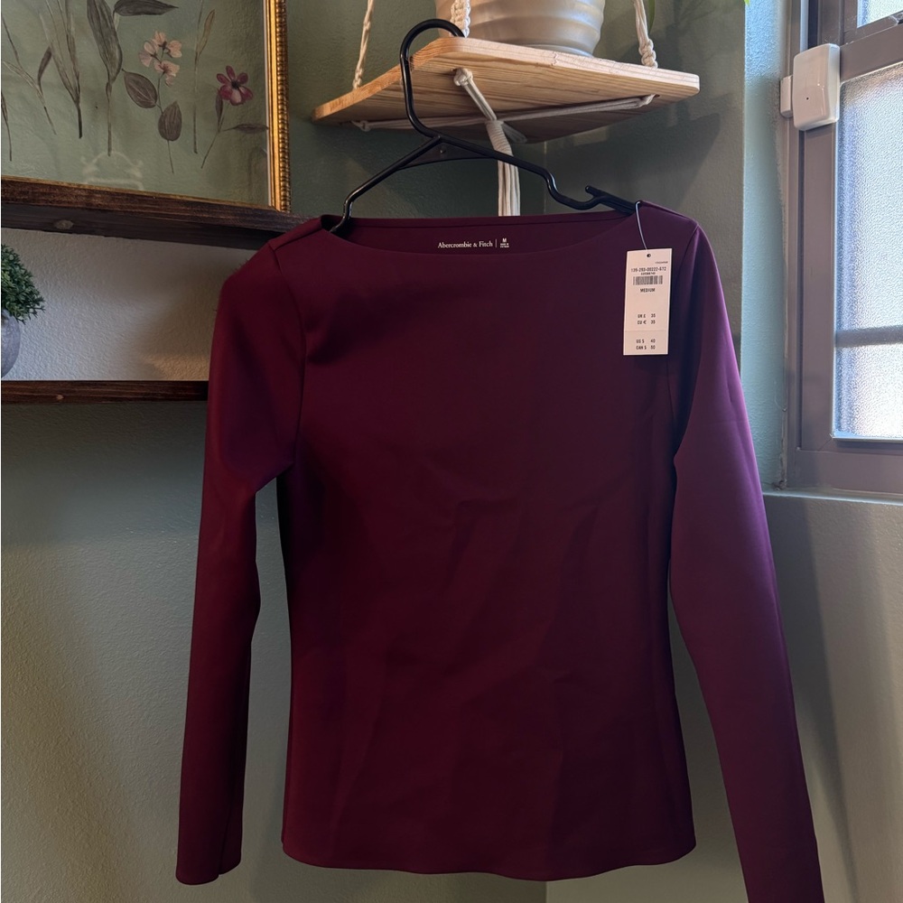 Abercrombie & Fitch Deep Burgundy Long Sleeve Blouse